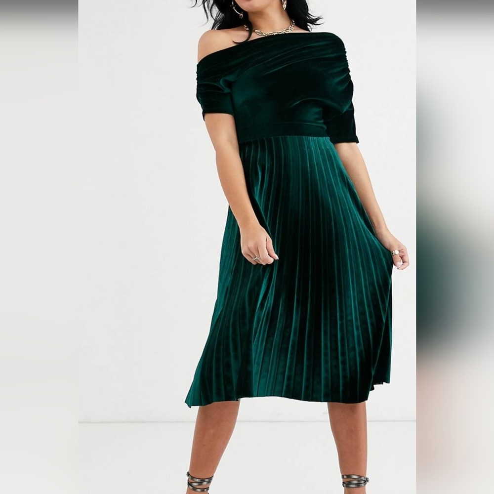 Asos green velvet dress